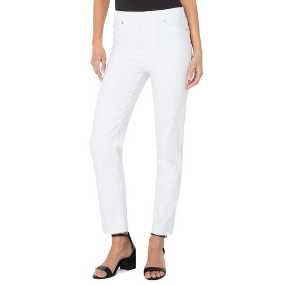 Liverpool The Slim  Pull-On Ankle Jeans in Bright White, Size 2 Elastic Waist - Picture 1 of 14